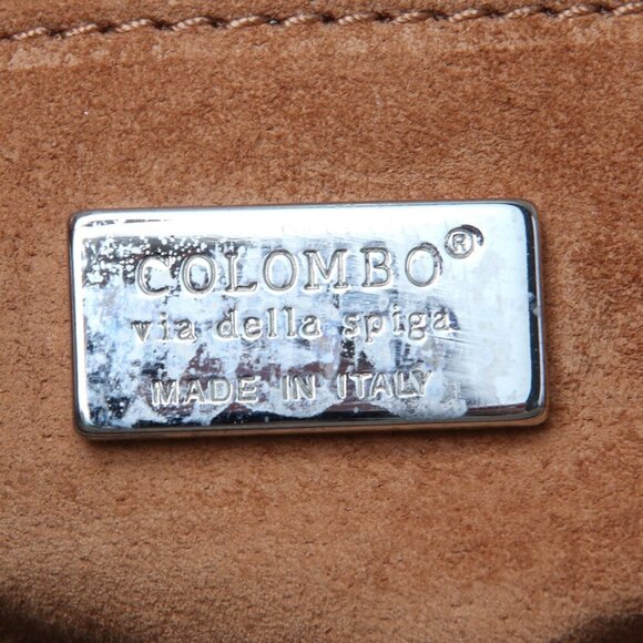 Colombo Via Della Spiga Leather Snakeskin Shoulder Bag Croc Embossed Italy Brown - Picture 10 of 15